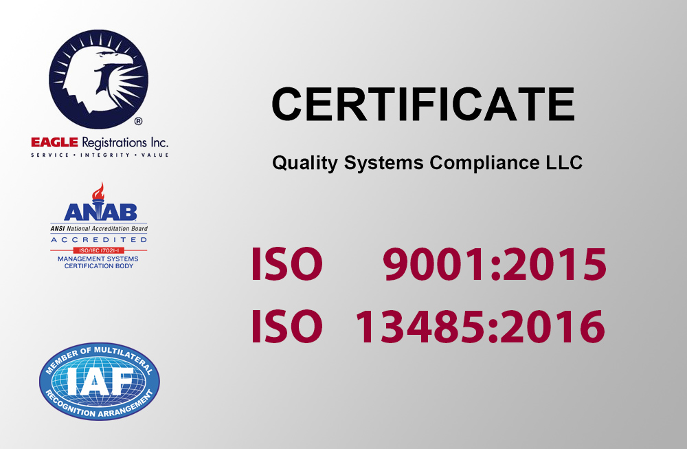 ISO 9001-2015 and ISO 13485-2016 Certification