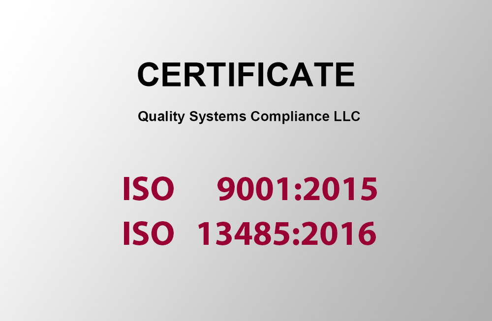 ISO 9001-2015 and ISO 13485-2016 Certification